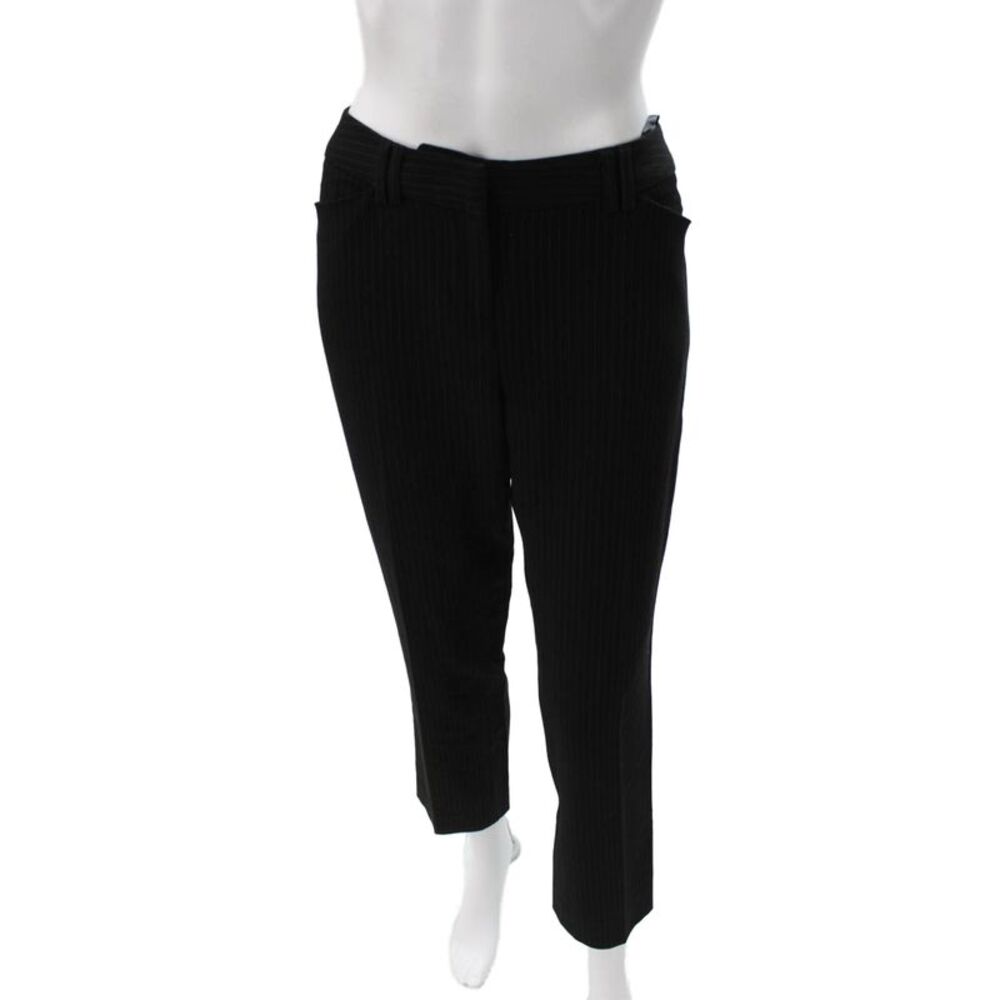 Amanda+Chelsea Women Striped Ankle Cropped Dress Pants Black Wool Blend Size 6